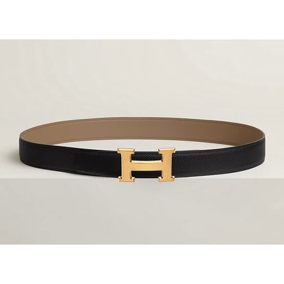 Hermes H Belt Buckle & Reversible Leather Strap 32 mm Safari/Noir 90 CM - Picture 1 of 10